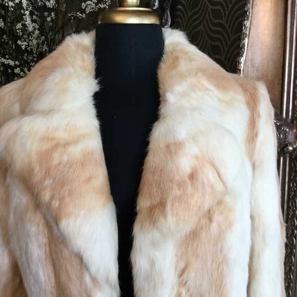 Vintage Michelle brown cream rabbit fur jacket - Picture 3 of 6